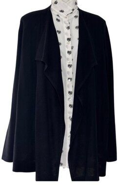 Calvin Klein Black Knit Waterfall Cardigan Duster Sweater Women's Large longline